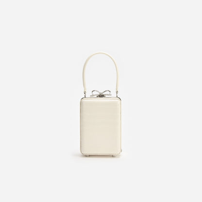 Cream Croc Leather Micro Bag