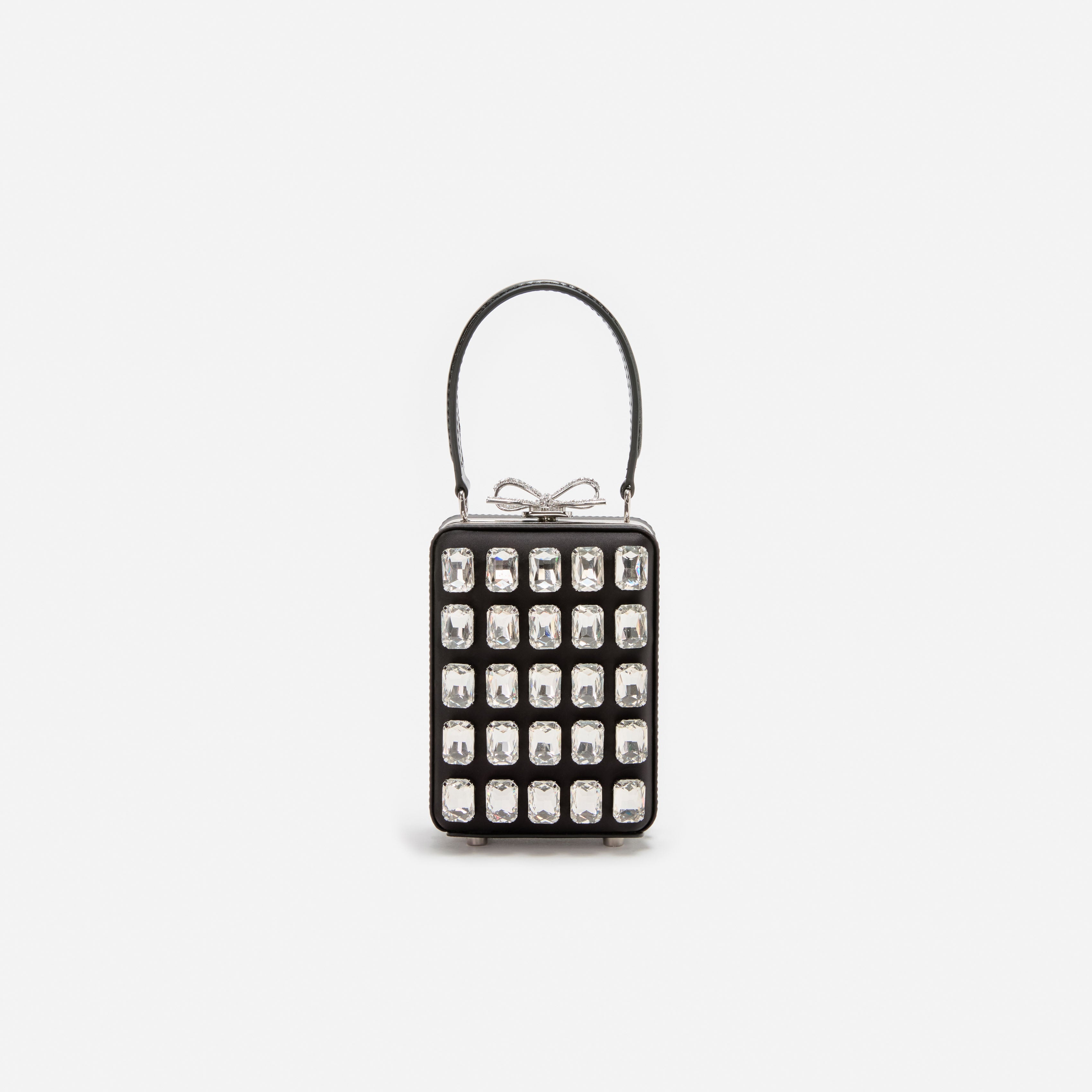 Black Satin Crystal Micro Bag