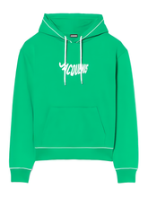 Jacquemus Le Sweatshirt Vague Print Logo Hoodie in Wave Green