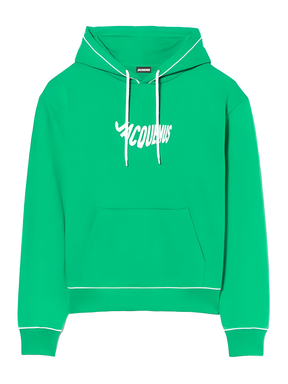 Jacquemus Le Sweatshirt Vague Print Logo Hoodie in Wave Green
