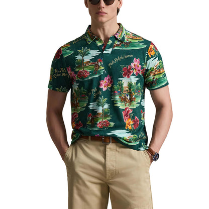 Ralph Lauren All Over Print Polo T Shirt Green