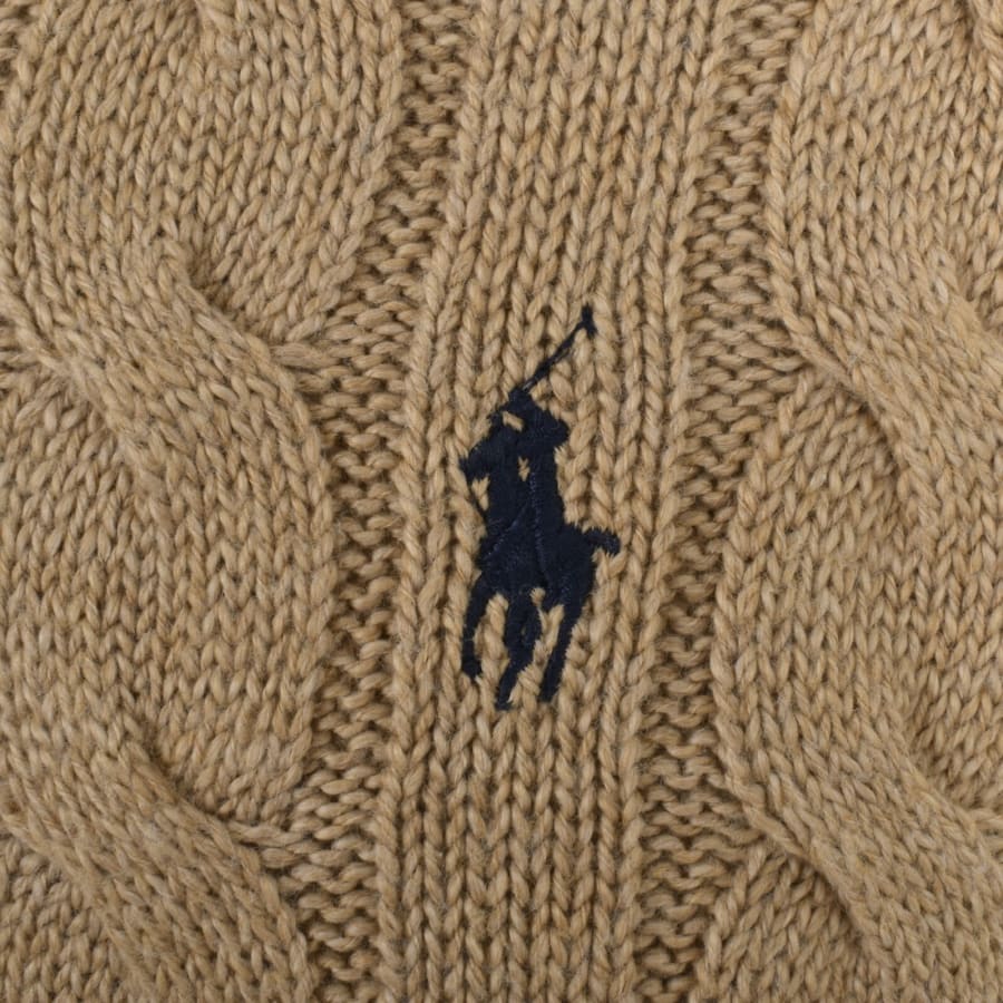 Ralph Lauren Half Zip Cable Knit Jumper Brown