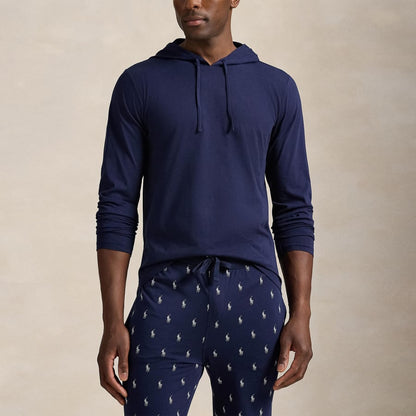 Ralph Lauren Long Sleeved Hooded T Shirt Navy