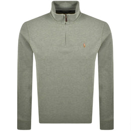 Ralph Lauren Quarter Zip Knit Jumper Green