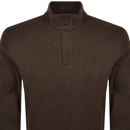 Ralph Lauren Quarter Zip Sweatshirt Brown