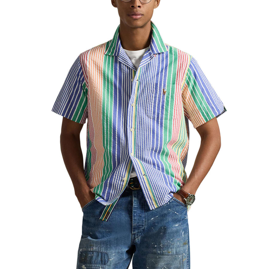 Ralph Lauren Wrinkled Stripe Shirt Blue