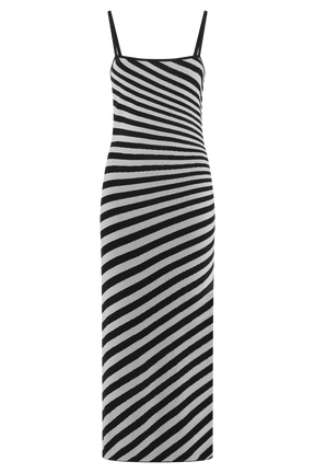 Raven Striped Knit Midi Dress - Black/White