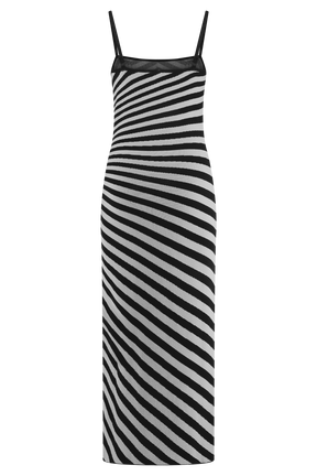 Raven Striped Knit Midi Dress - Black/White