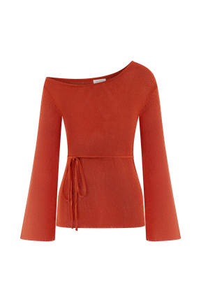 Reagan Off Shoulder Knit Top - Orange