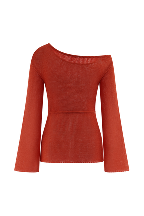 Reagan Off Shoulder Knit Top - Orange
