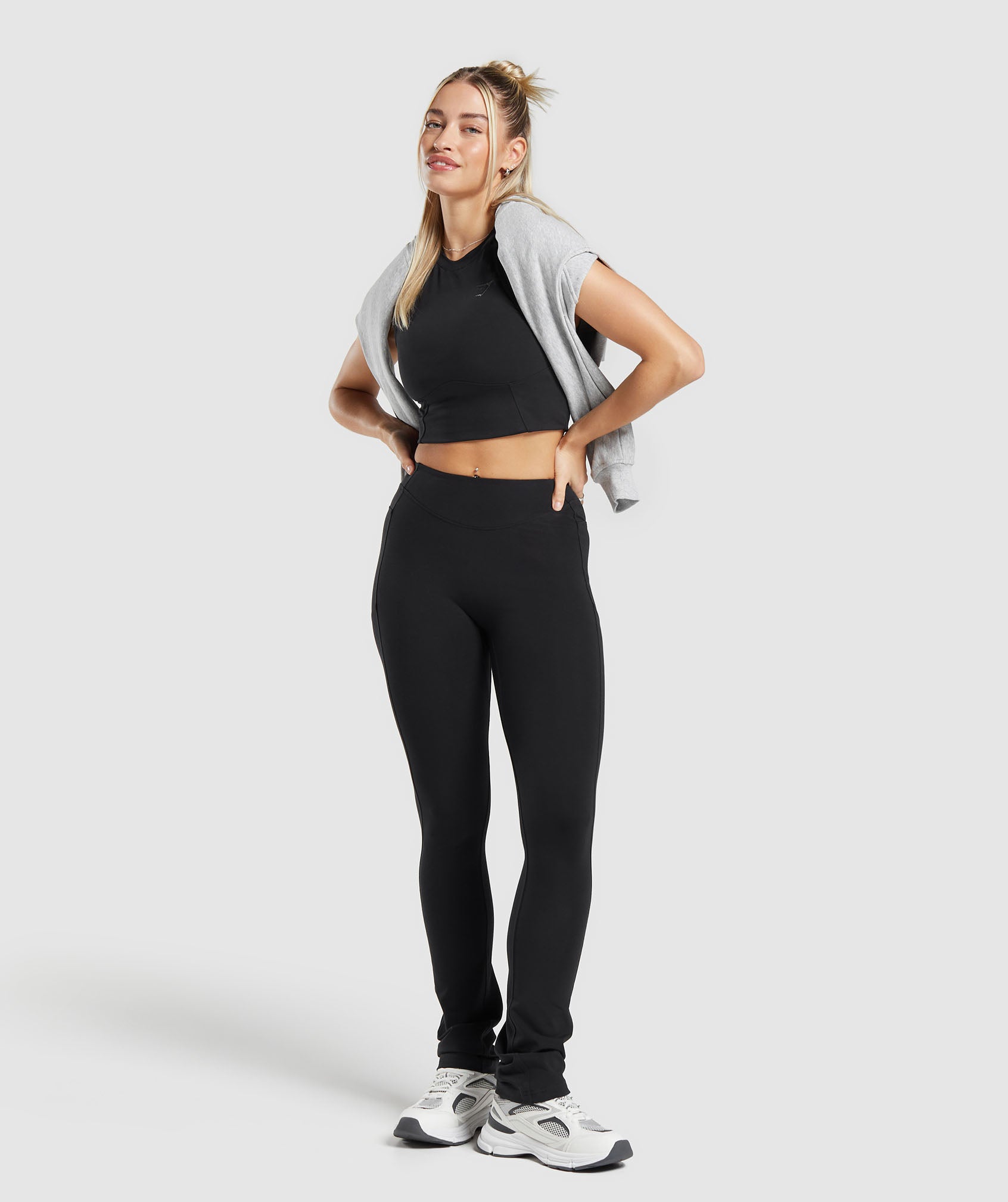 Gymshark Rest Day Boot Cut Cotton Leggings - Black