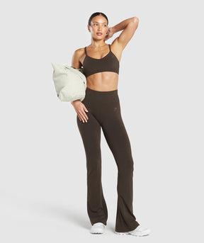 Gymshark Luxe Seamless Flare Leggings - Walnut Brown Marl