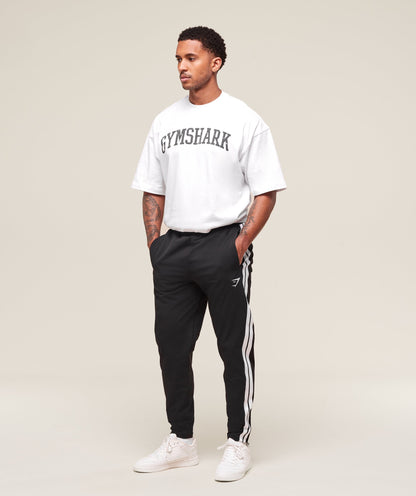 Gymshark Retro Side Stripe Joggers - Black
