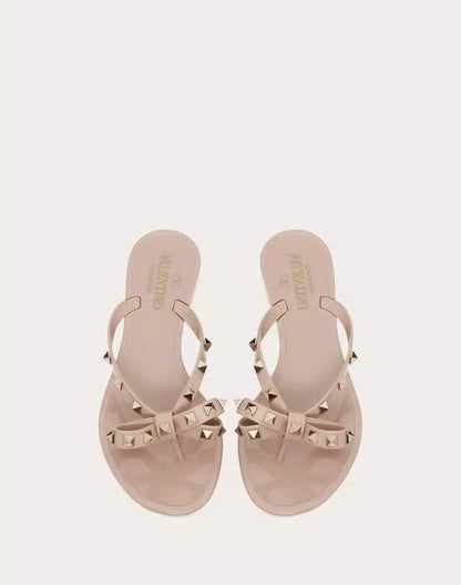 Valentino Garavani Rockstud Bow Jelly Sandals – Nude Pink