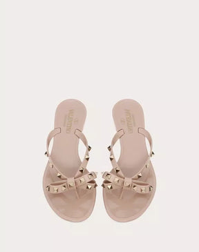 Valentino Garavani Rockstud Bow Jelly Sandals – Nude Pink