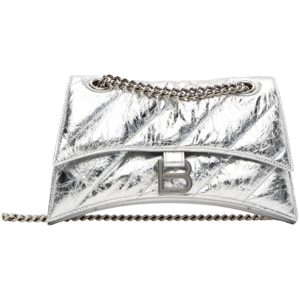 Balenciaga Silver Small Crush Chain Bag