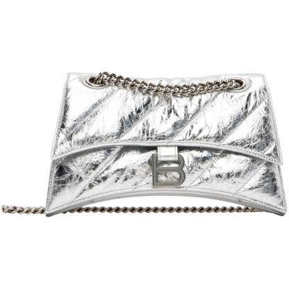 Balenciaga Silver Small Crush Chain Bag