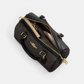 Rowan Satchel Bag In Blocked Signature Canvas