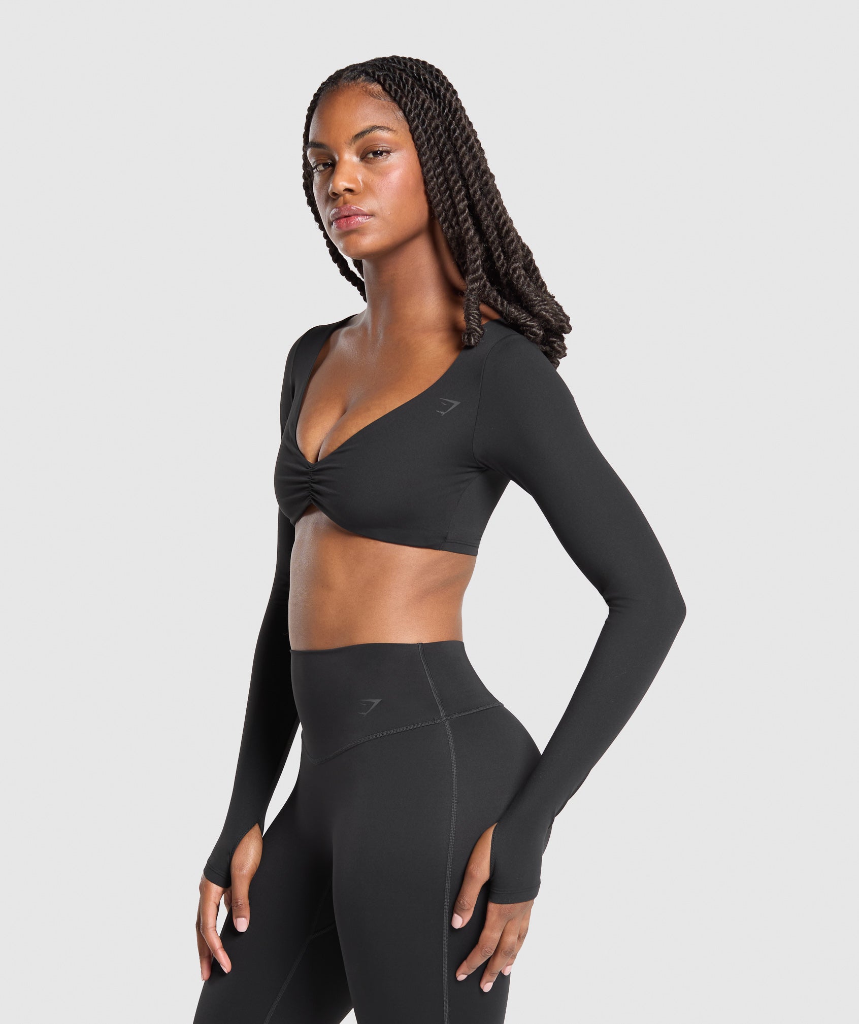 Gymshark Ruched Long Sleeve Top - Black