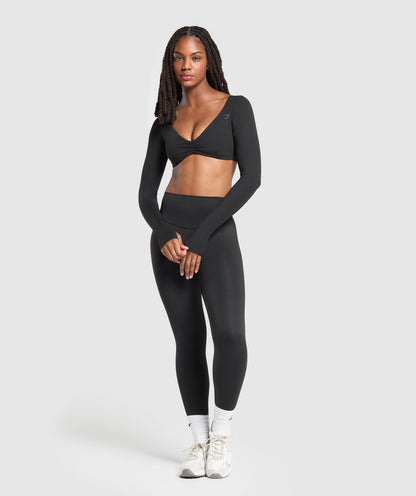 Gymshark Ruched Long Sleeve Top - Black