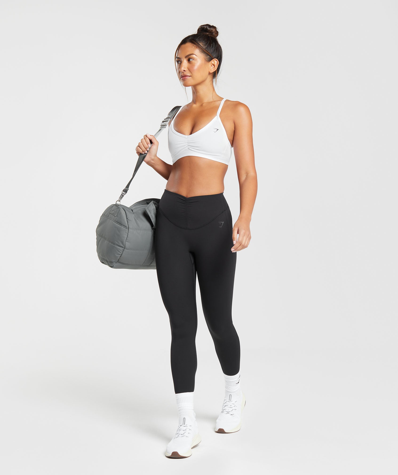 Gymshark Ruched Strappy Sports Bra - White