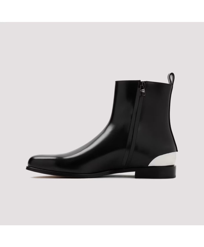 Black Silver Leather Boots