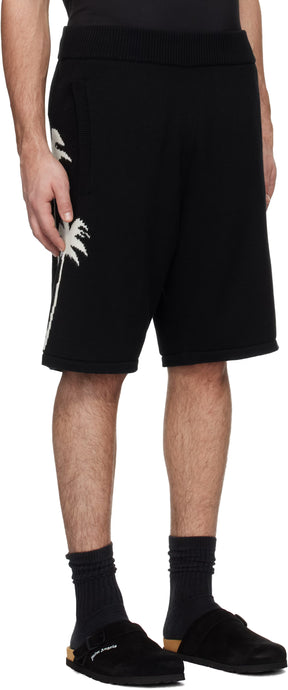 Black Palms Knit Shorts