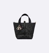 Dior Toujours Vertical Nano Tote Bag Black Macrocannage Calfskin