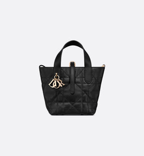 Dior Toujours Vertical Nano Tote Bag Black Macrocannage Calfskin