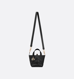 Dior Toujours Vertical Nano Tote Bag Black Macrocannage Calfskin