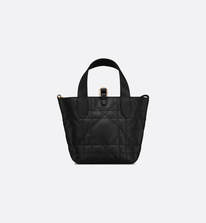 Dior Toujours Vertical Nano Tote Bag Black Macrocannage Calfskin