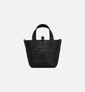 Dior Toujours Vertical Nano Tote Bag Black Macrocannage Calfskin