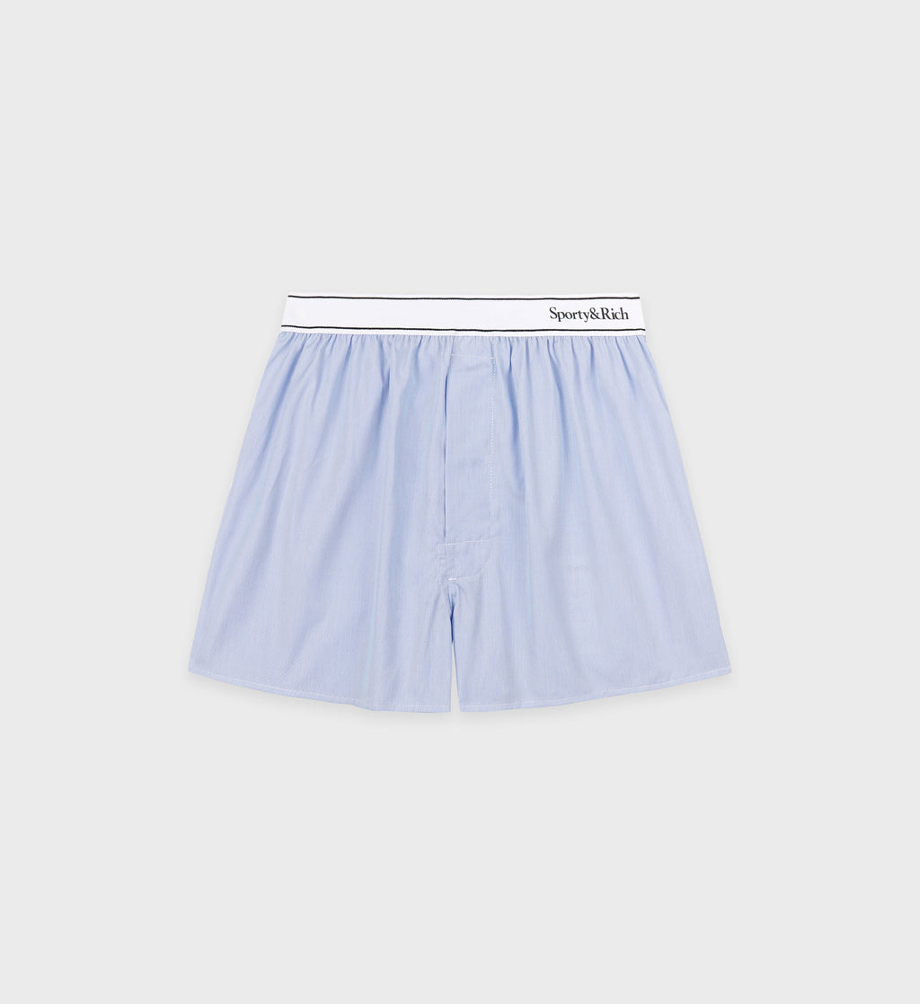 Serif Logo Boxer Short - Blue/White Thin Stripe