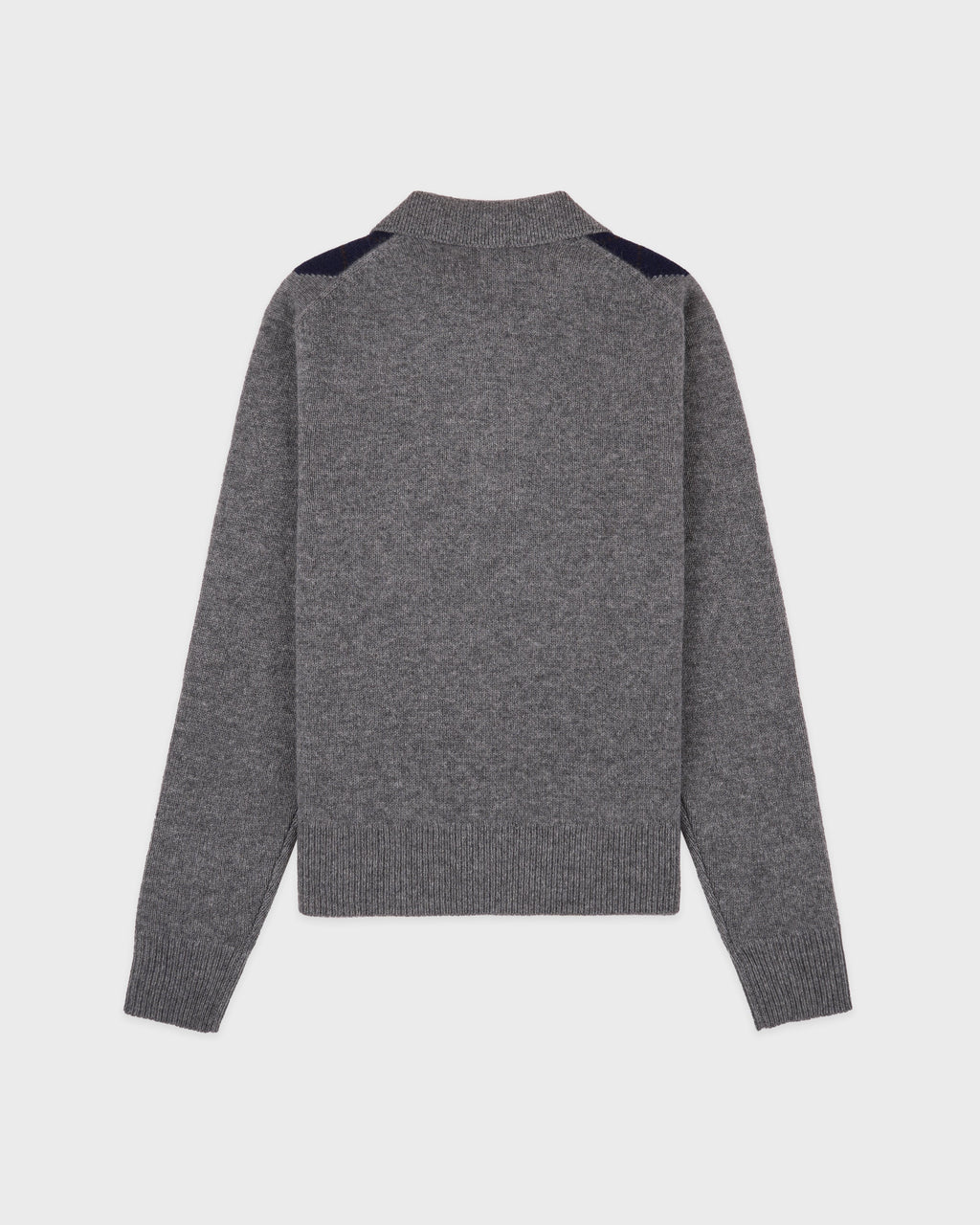 Serif Logo Argyle Cashmere Polo - Gray/Navy/Ecru