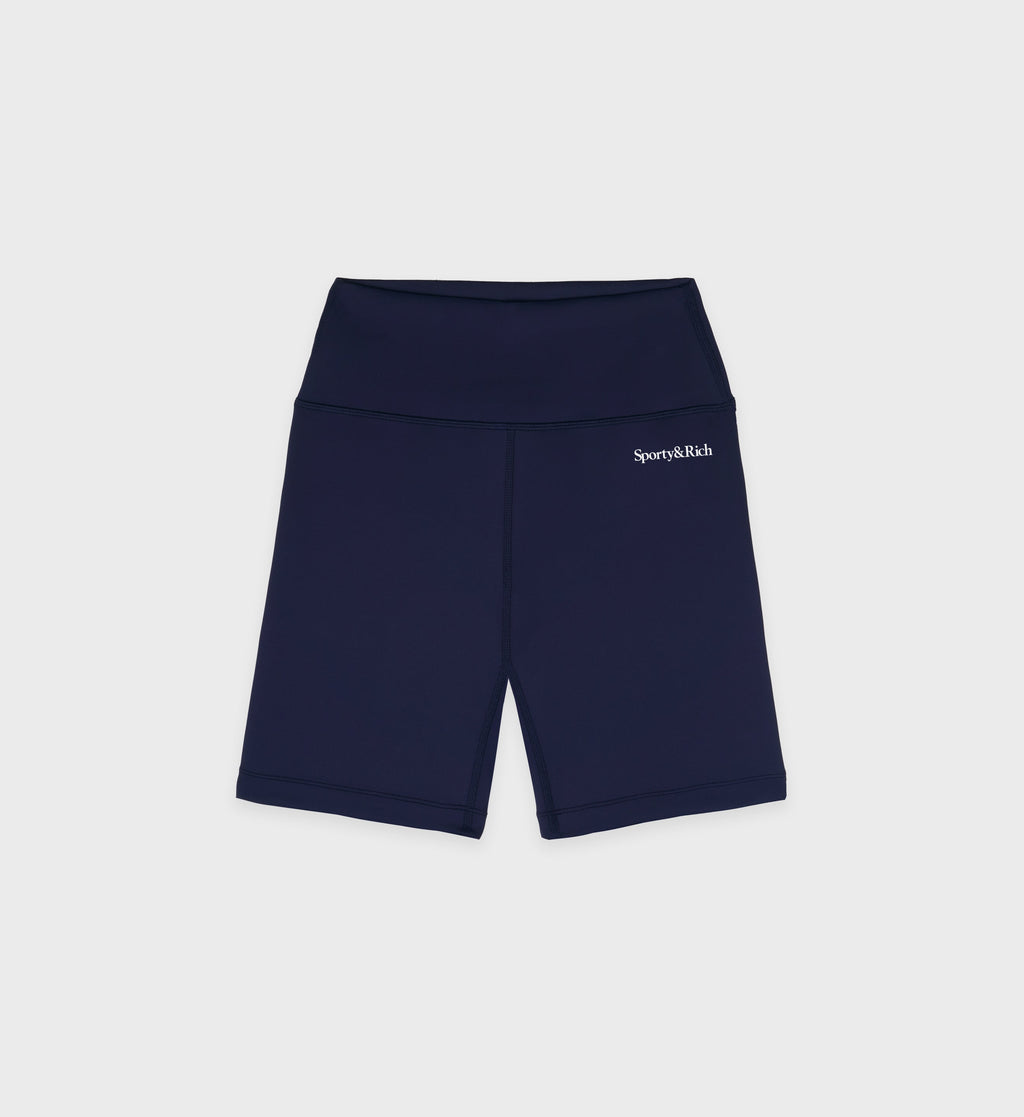 Serif Logo Biker Short - Navy/White
