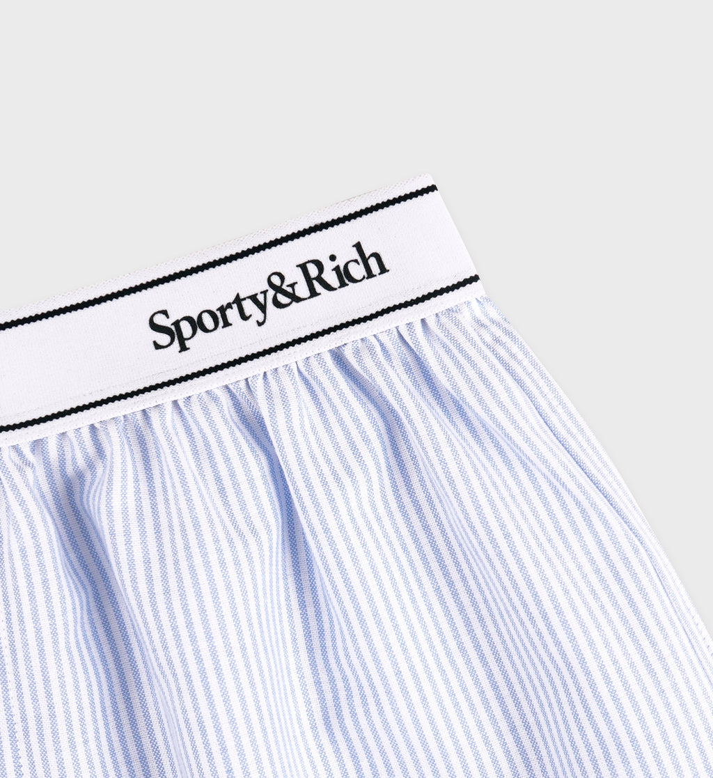 Serif Logo Oxford Boxer - Blue/White Thin Stripe