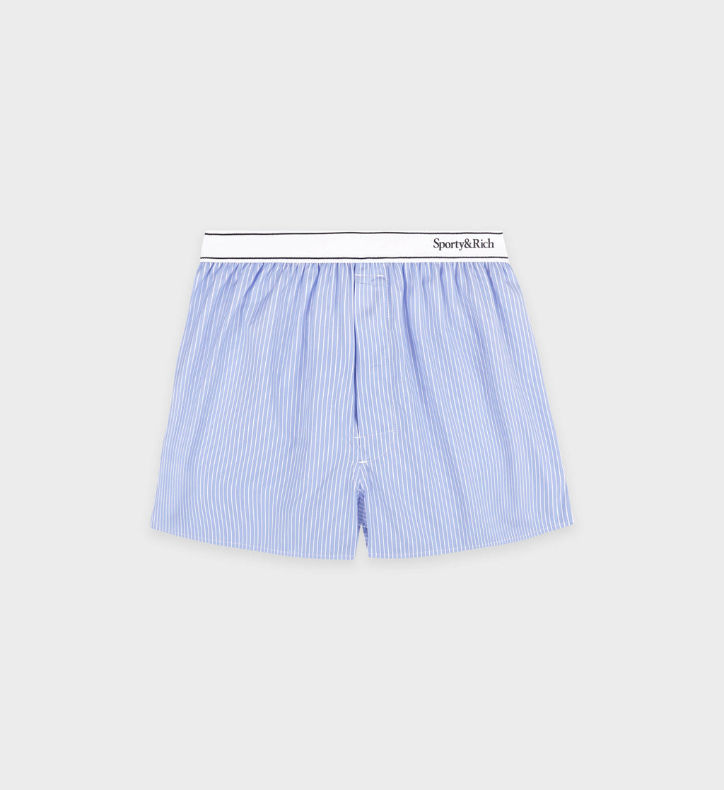 Serif Logo Boxer Short - Light Blue Striped/White