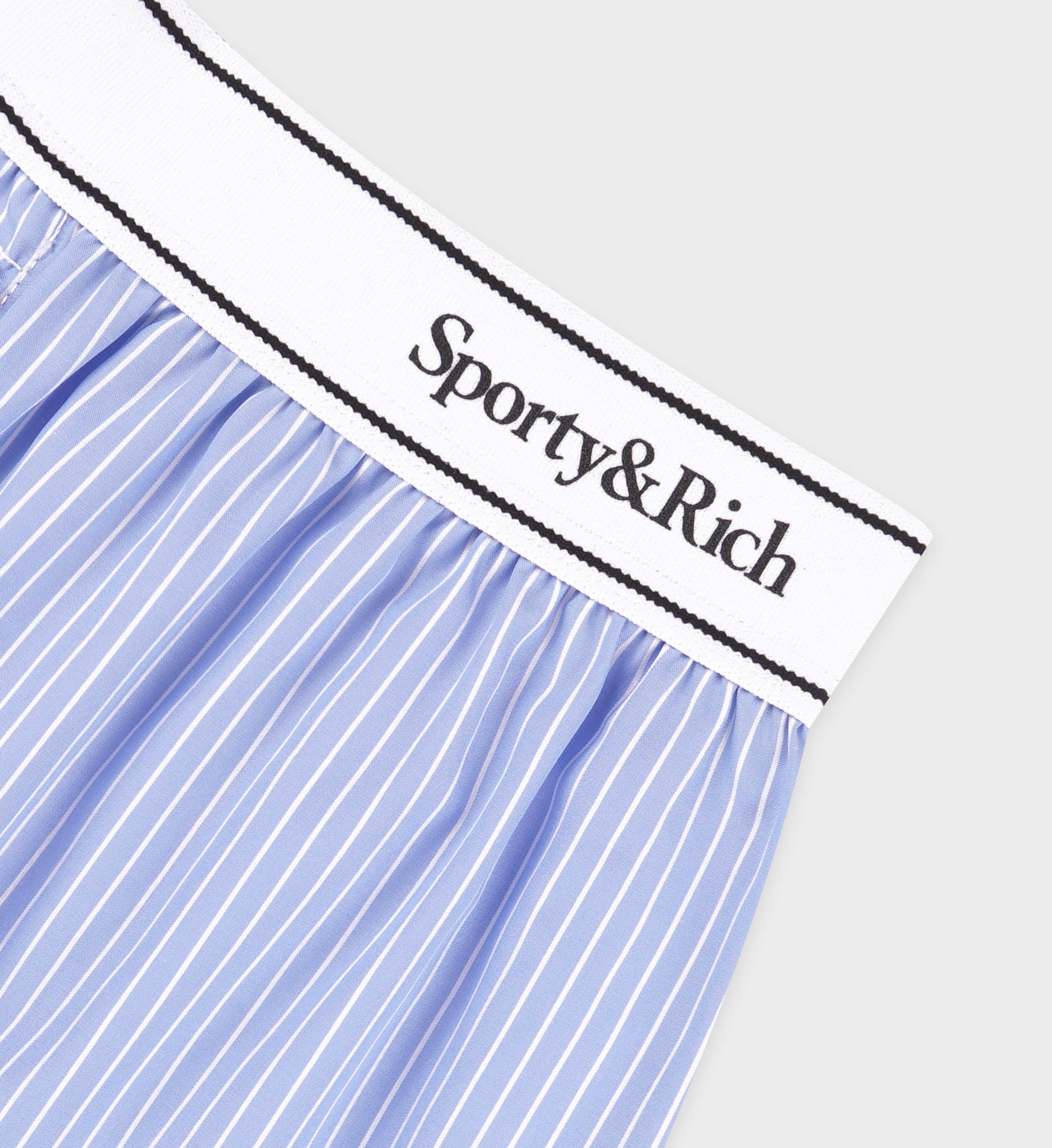 Serif Logo Boxer Short - Light Blue Striped/White