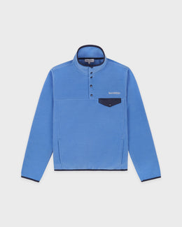 Serif Logo Buttoned Polar Sweatshirt - Azure/Light Navy