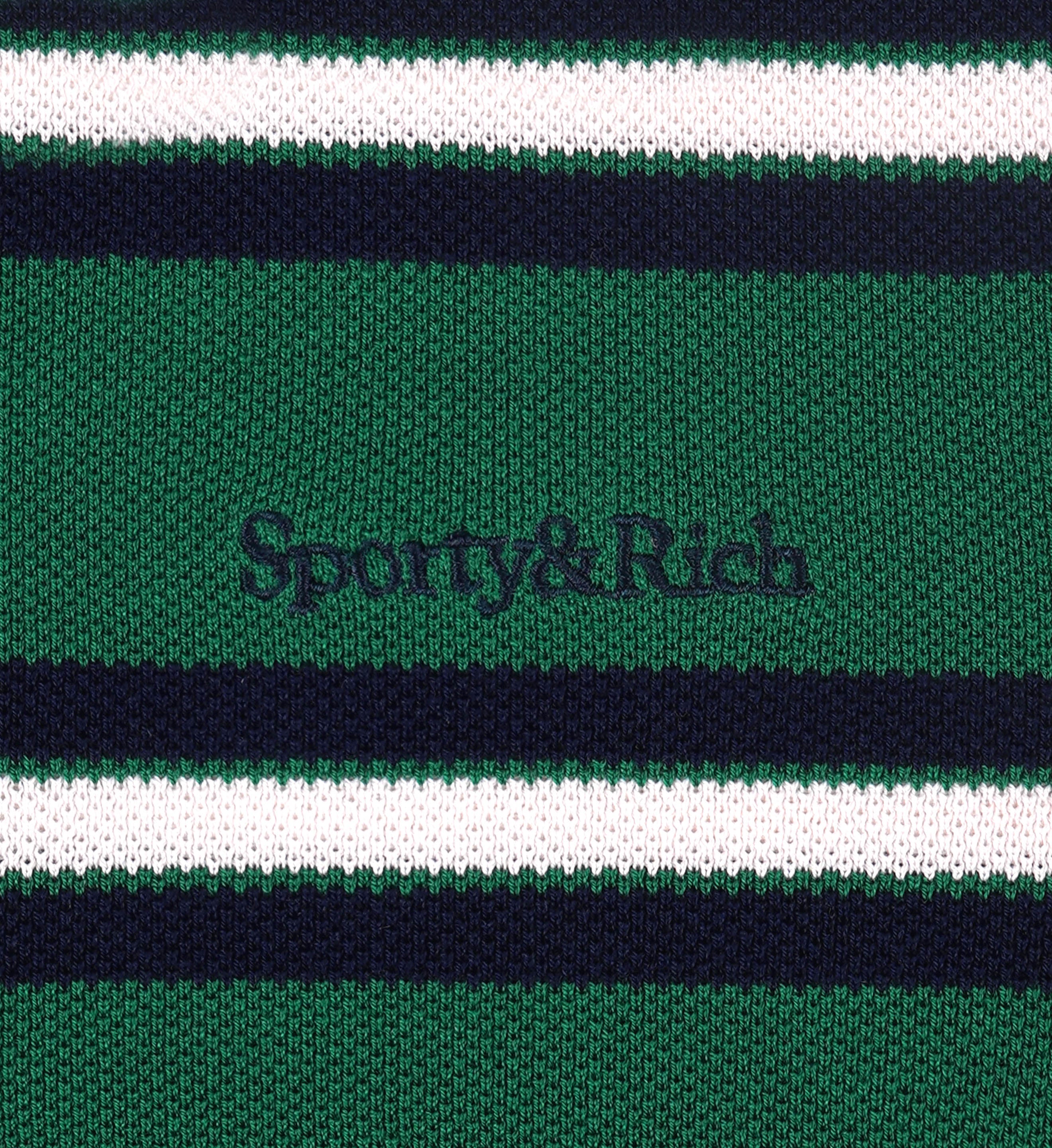 Serif Logo Silk Pique Cropped Polo - Alpine/White/Navy