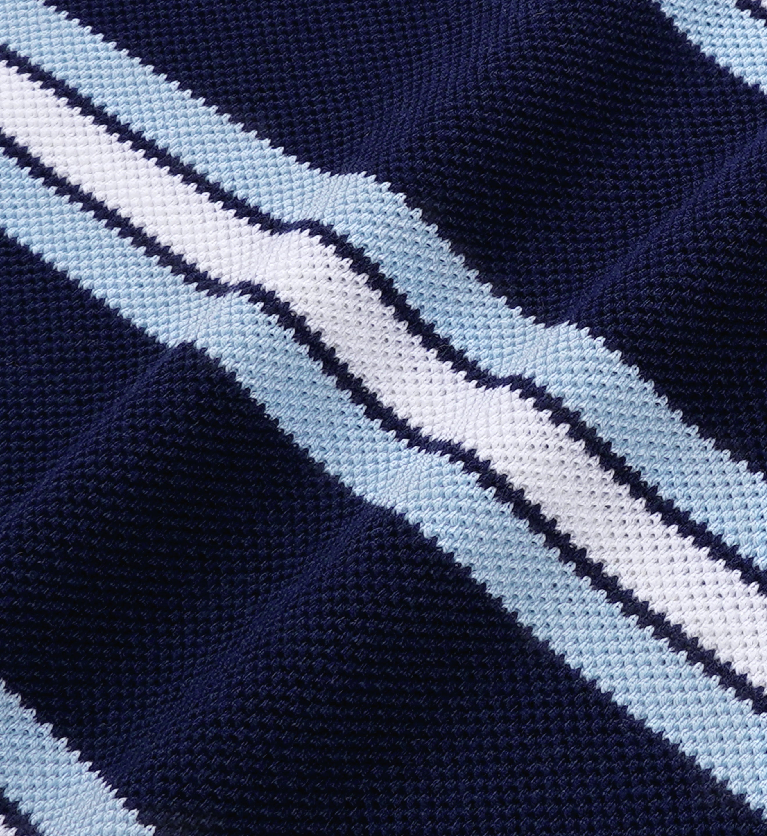 Serif Logo Silk Pique Cropped Polo - Navy/White/Flax Blue