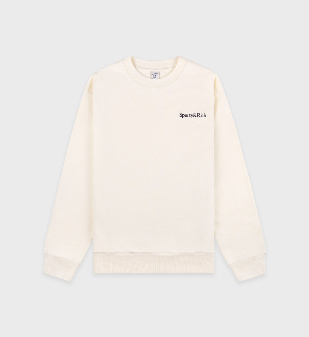 Serif Logo Crewneck - Cream/Navy