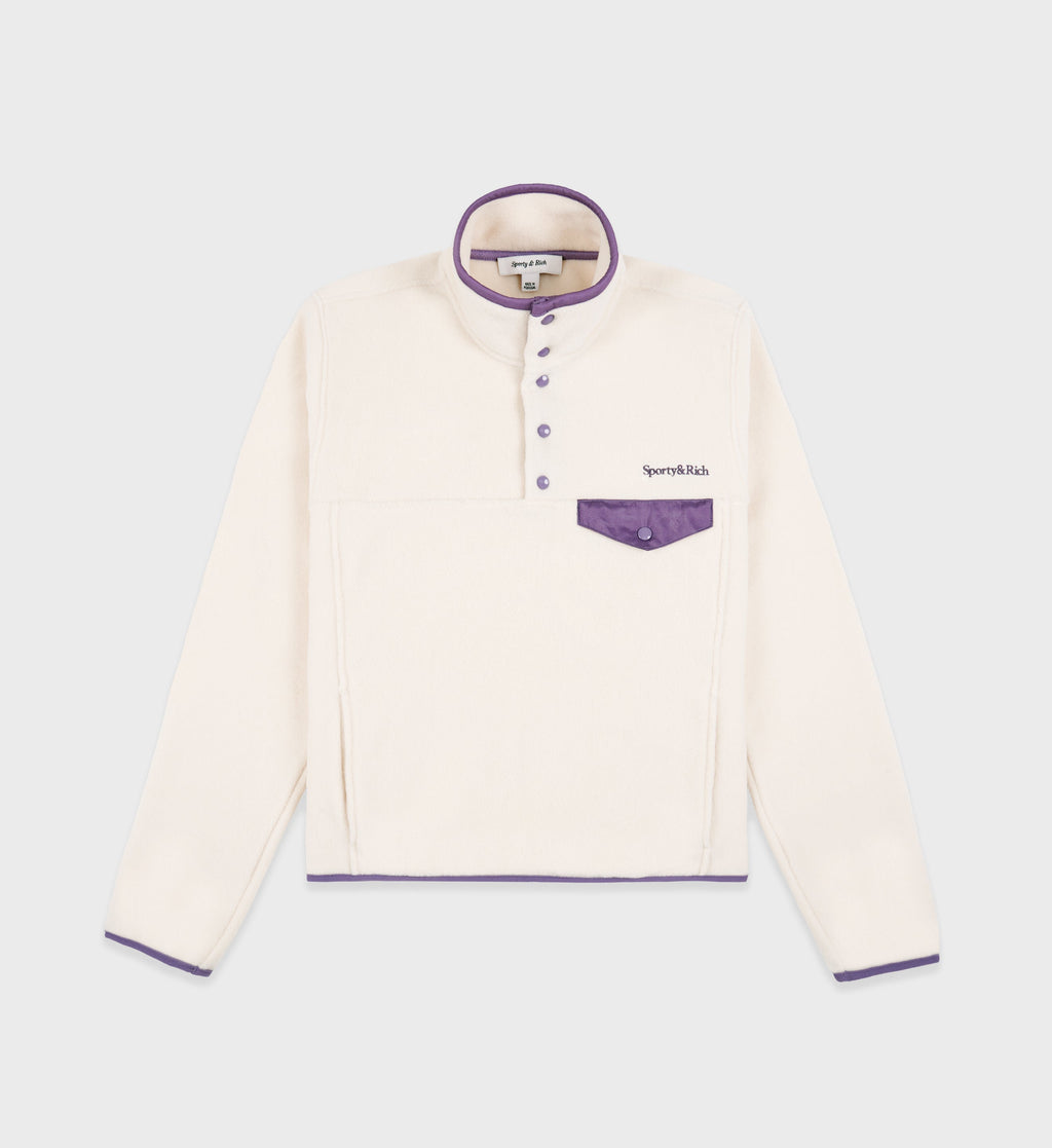 Serif Logo Polar Sweatshirt - Cream/Dusty Grape