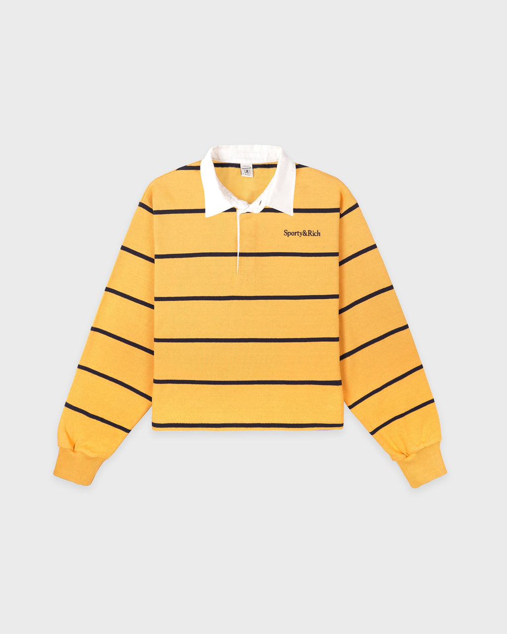 Serif Logo Rugby Polo - Faded Gold/White/Navy