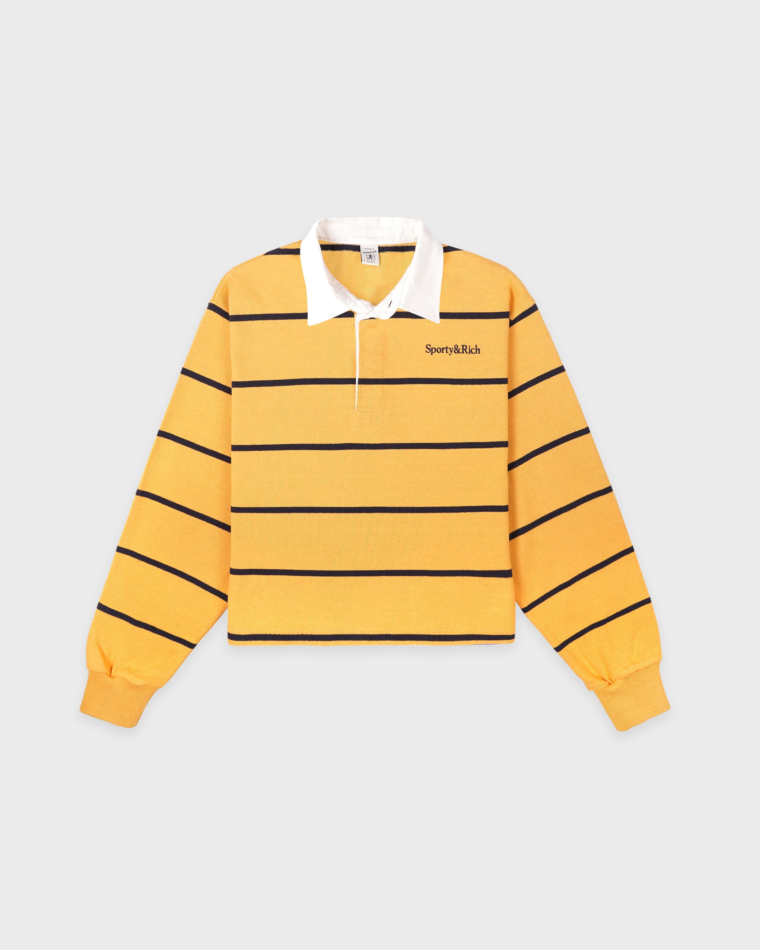 Serif Logo Rugby Polo - Faded Gold/White/Navy