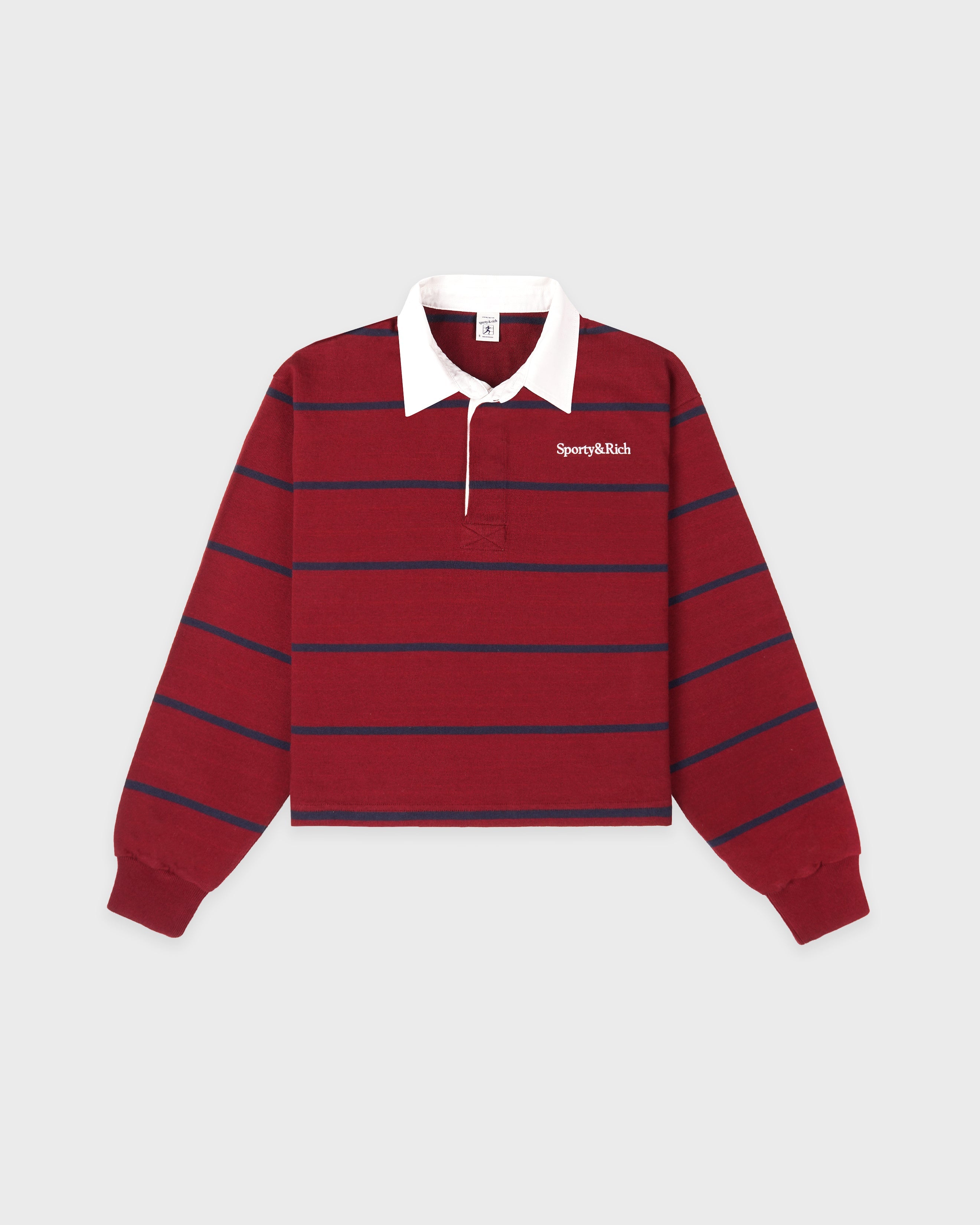 Serif Logo Rugby Polo - Merlot/White/Navy
