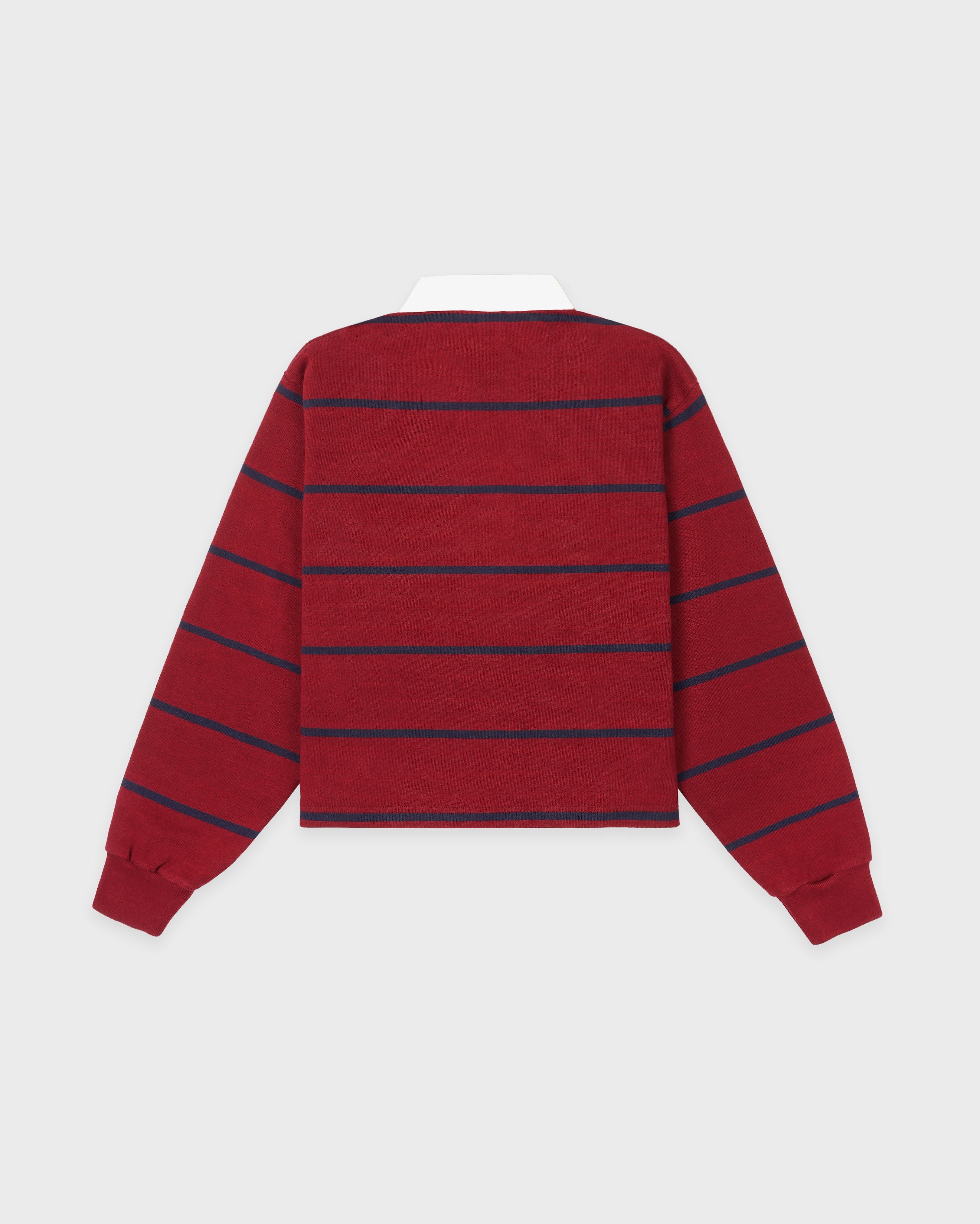 Serif Logo Rugby Polo - Merlot/White/Navy