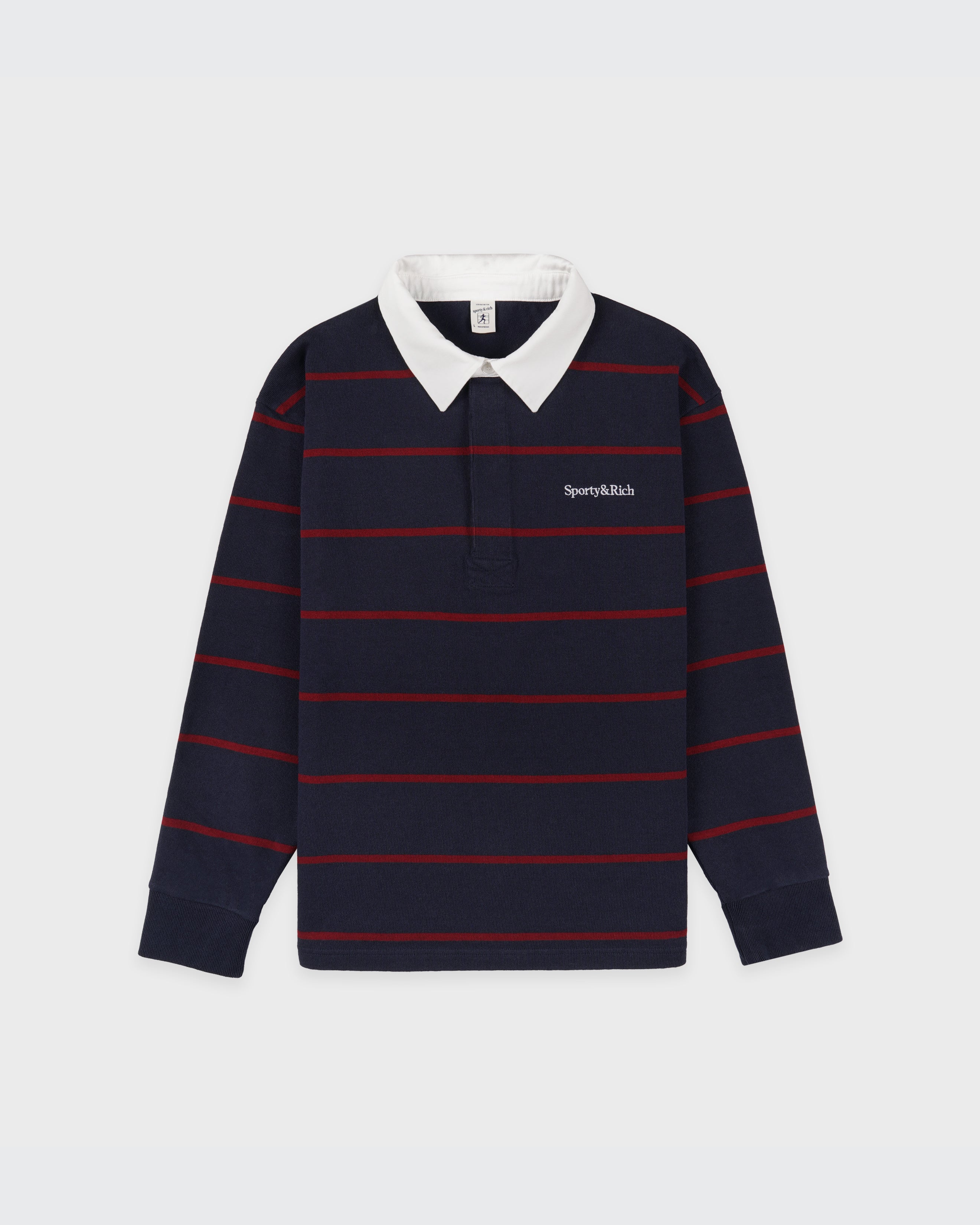 Serif Logo Rugby Polo Men - Dark Navy/White/Merlot