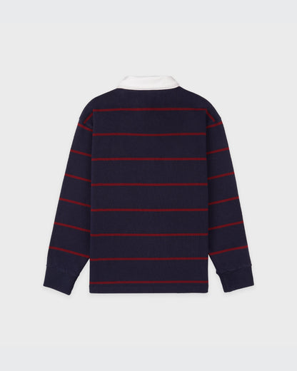 Serif Logo Rugby Polo Men - Dark Navy/White/Merlot