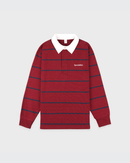 Serif Logo Rugby Polo Men - Merlot/White/Dark Navy